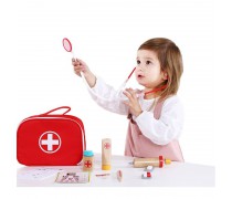 Vaikiškas medinis žaislinis gydytojo rinkinys krepšyje | Tooky TKC567